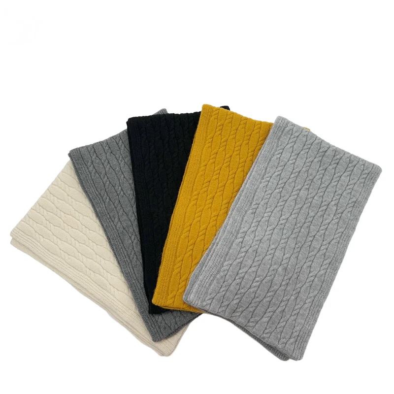 Лучшие продажи нейтральный вязаный витой шарф легкий Зимний Шарф