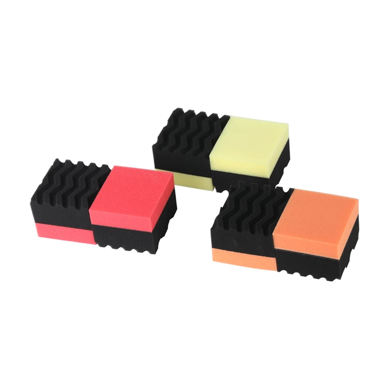 Ifoamtech high quality  Square wavy Car waxing applicator pad Hand polishing sponge for car care car detailing