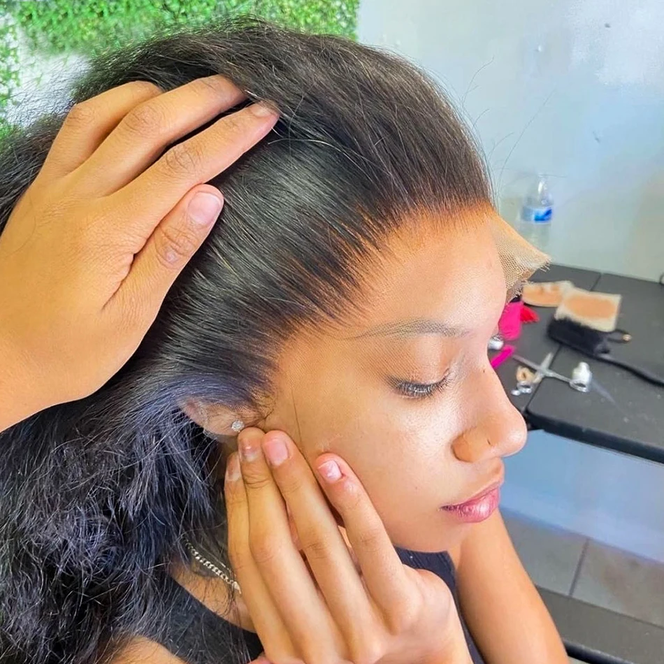 Cuticle Aligned Transparent 4x4 Human Hair Wig 22 26 30 Inch Indien,double Sided Grade 12 Human Hair Wig Indonesia With Fringe