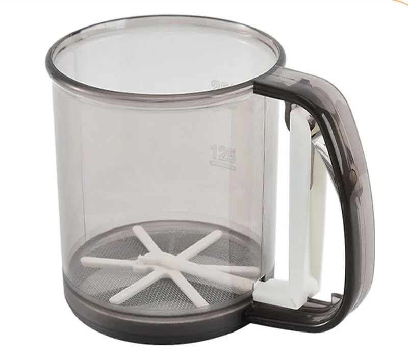 Hand squeeze factory direct steel double-layer hand crank plastic flour sifter sifter