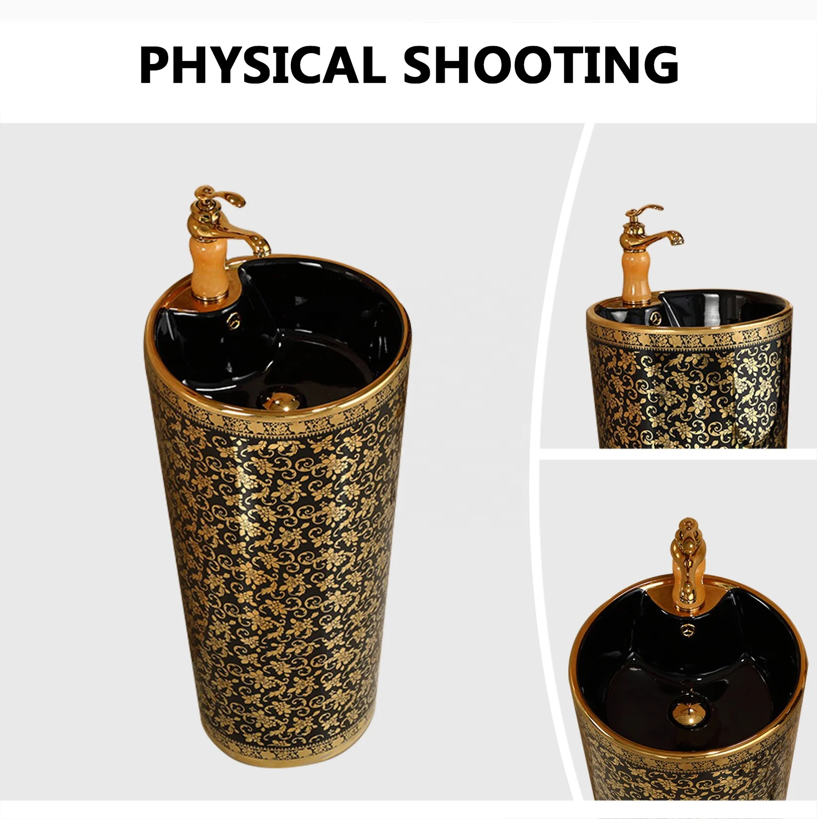 Luxury High Quality Black Gold Toilets Set Bathroom Toilet Sink Combo Basin Toilet