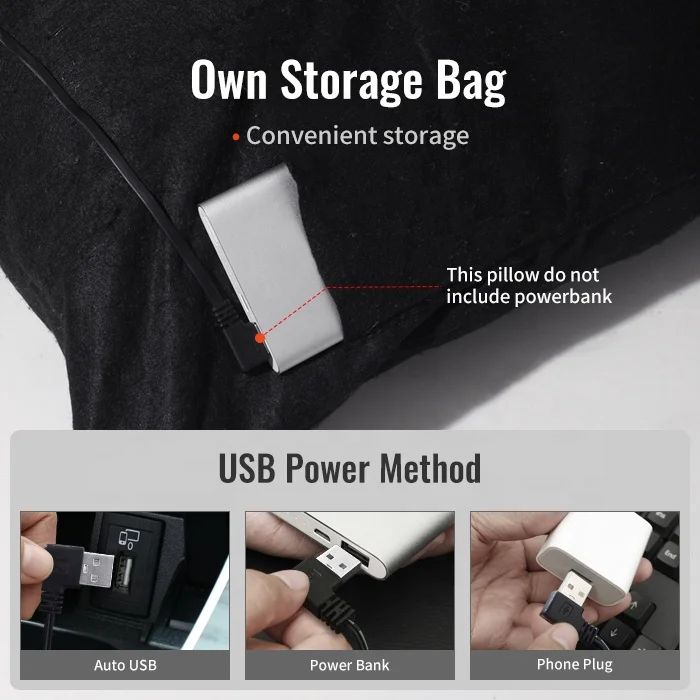 Anjuny Usb Heating Device Heated Chargeable Throw Pillow With Nano Sliver Heating Pad Outdoor