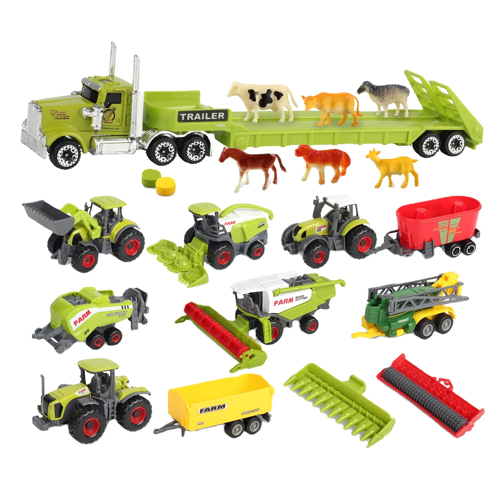 Good Price Of Good Quality 18Pcs Small Cars And Tractors Tow Truck Toy Animals Set For 3 Year Old Boys Alloy Metal Toy Cars