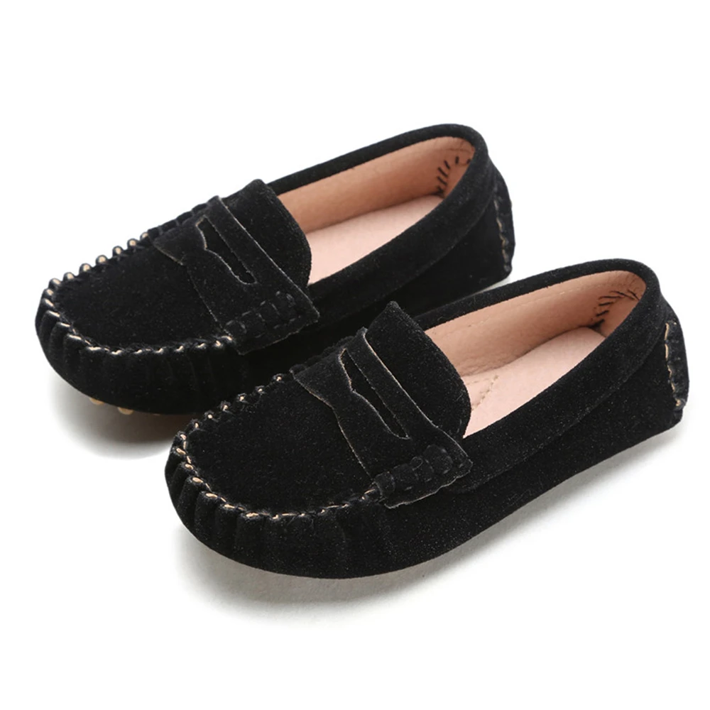 Мокасины Penny для маленьких детей, без застежек, с квадратным носком, из искусственной замши, гибкая резиновая подошва, плоский каблук, для начинающих ходить детей