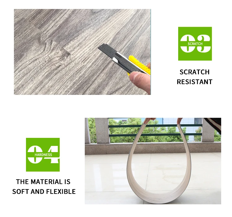 Cover embossed ixpe eva backing with floor score click lock easy to install hot sale commercial type pvc lvt flooring