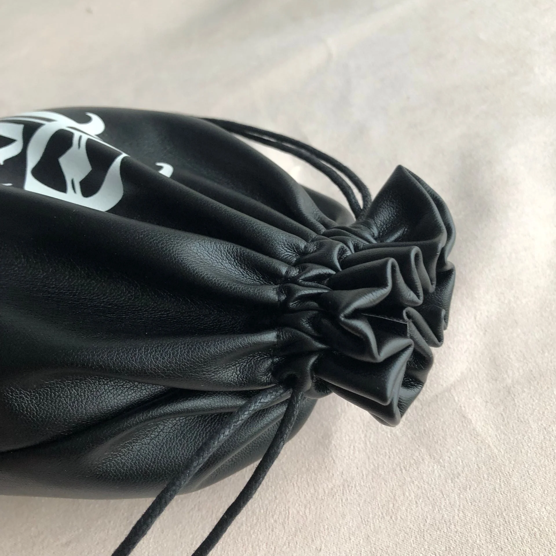 Black PU Leather Drawstring Pouch
