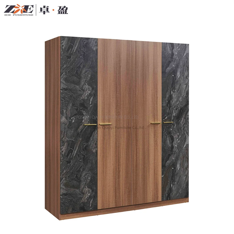 modern bedroom furniture sets MDF board bed and wardrobe
