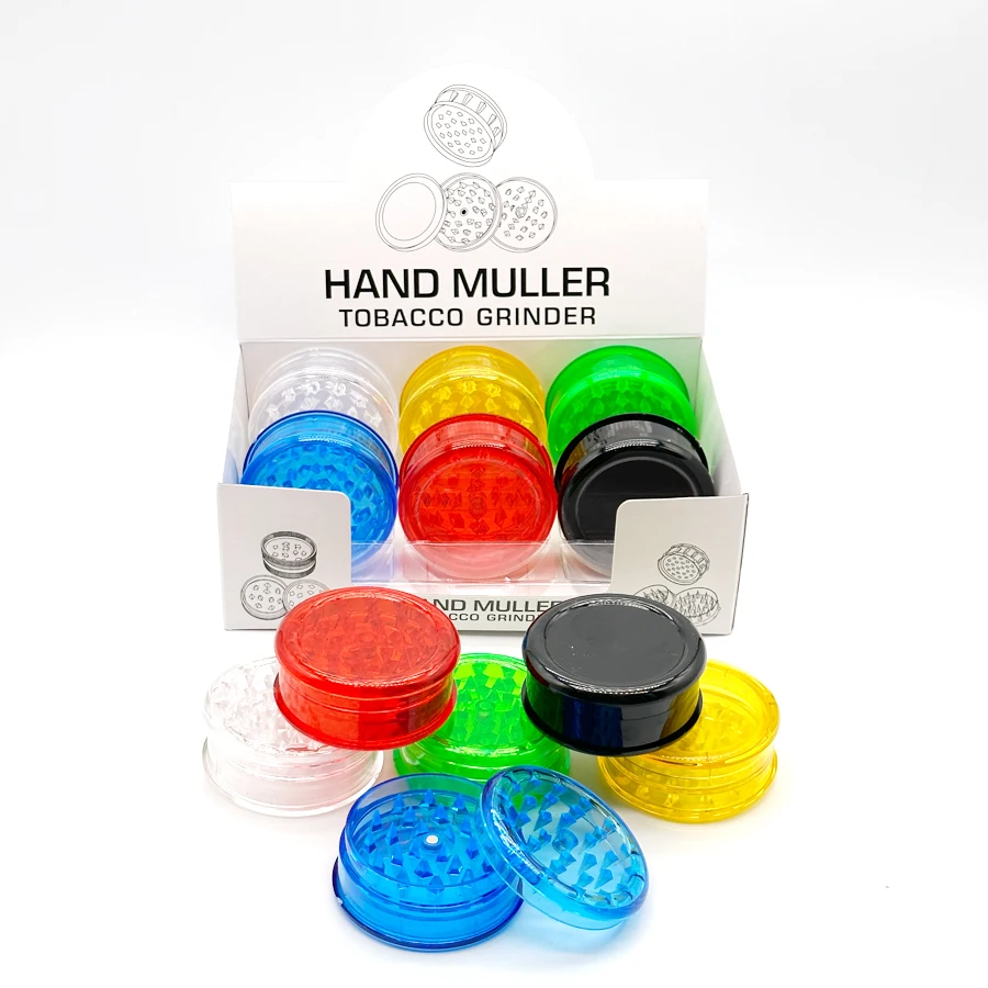 2024 Custom New Style 60mm 3-Part Manual Plastic Tobacco Grinder Colorful Lighters & Smoking Accessories