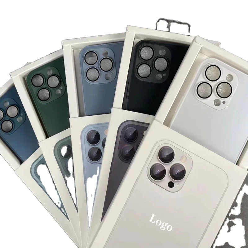 With Metal Logo cover For iPhone 14 13 12 11 Pro Max Camera Protective Original AG Matte Tempered Glass Case Hard Phone Cover