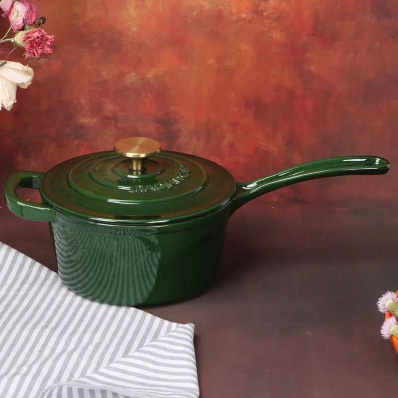 Induction Cooker Compatible Chinese Style Cast Iron Pot Set with Lid Portable Hot Pot Steel Milk Pot round Pattern for Soup Stew