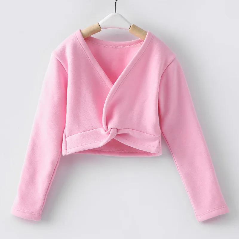 Winter Girls Fleece Ballet Top Long Sleeve Dance Thickening Shirt Children Ballet Shawl