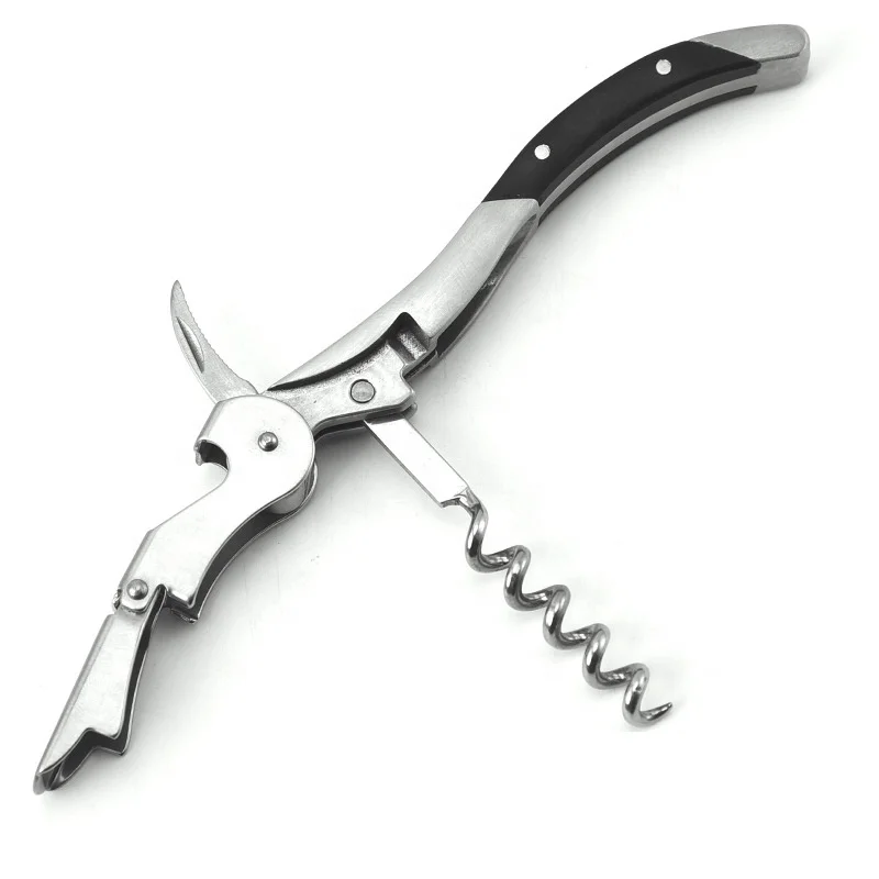 Easy Portable Wine Bottle Opener Mini Stainless Steel Cork Screw Bottle Corkscrew Double Hinged Outdoor Keychain Wine Opener