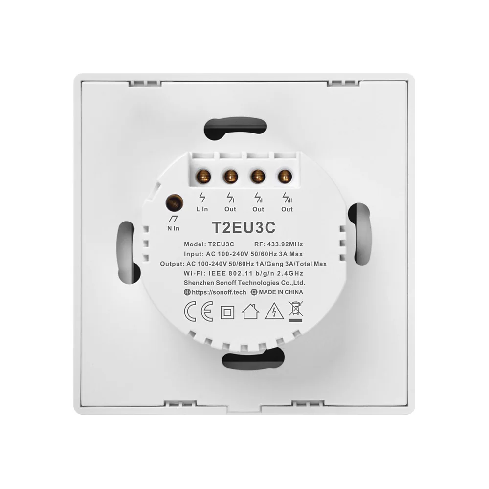 Интеллектуальный выключатель света SONOFF T2EU 3C TX Wi-Fi/RF/APP/голос настенный сенсорный 3Gang дистанционное управление таймер умный дом работает с