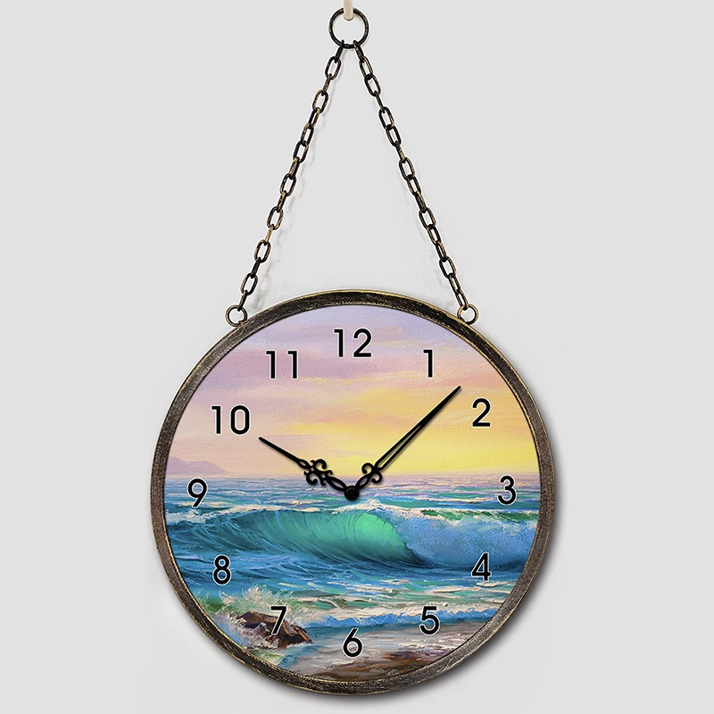Anchor Beach Nautical Ship Rudder Steering Wheel sunrise clock