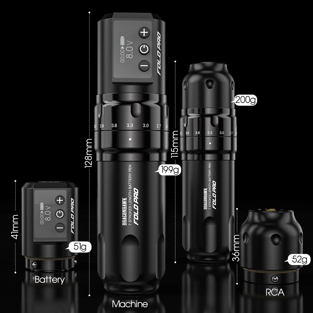 Беспроводная тату-машинка Dragonhawk с 2 батареями | Fold Pro