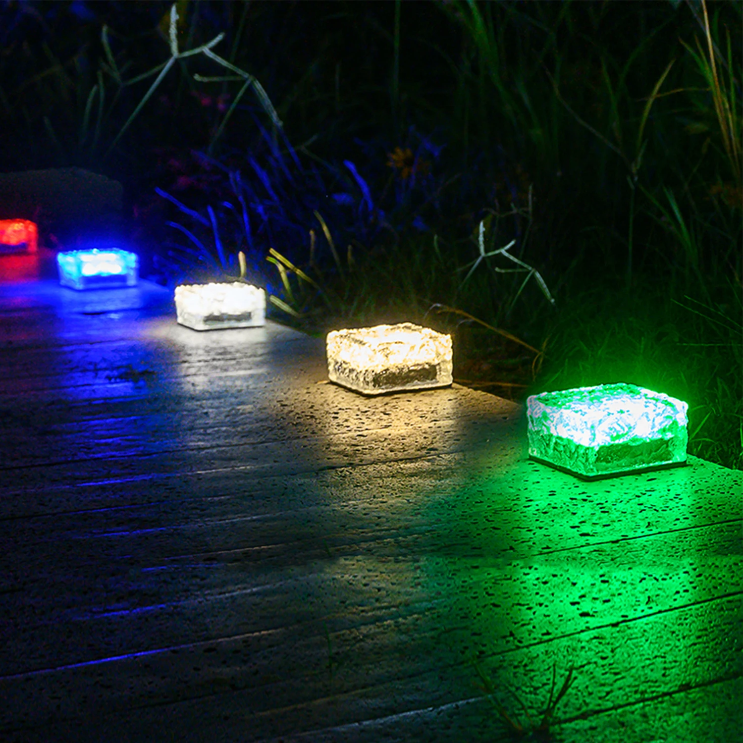 Садовый светильник на солнечной батареи пейзаж путь теплый белый Rgb мини Square Cube встраиваемые ручной Кирпичный Свет