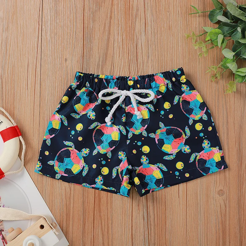 2022 New Summer Toddler Boy Fashion Print Lace Up Swim Trunks Mixed Color 2-5 Years