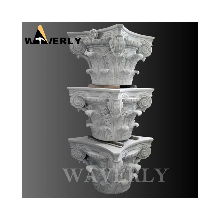 Оптовая продажа ручная резная колпачок натуральный греческий Римский камень столб белый мрамор римская колонна Корона
