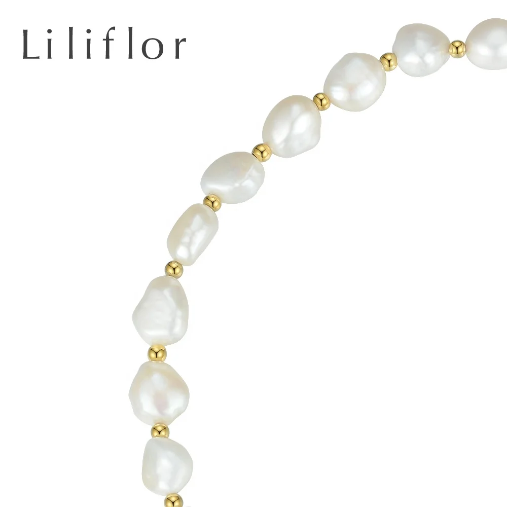 LILIFLOR High Quality 18K Gold Plated Stainless Steel Jewelry Natural Pearl Beaded Chain Allergy Free Necklaces P193050