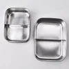 Eco friendly rectangular multi compartments leakproof 304 stainless steel metal prep meal container box lunch with lid