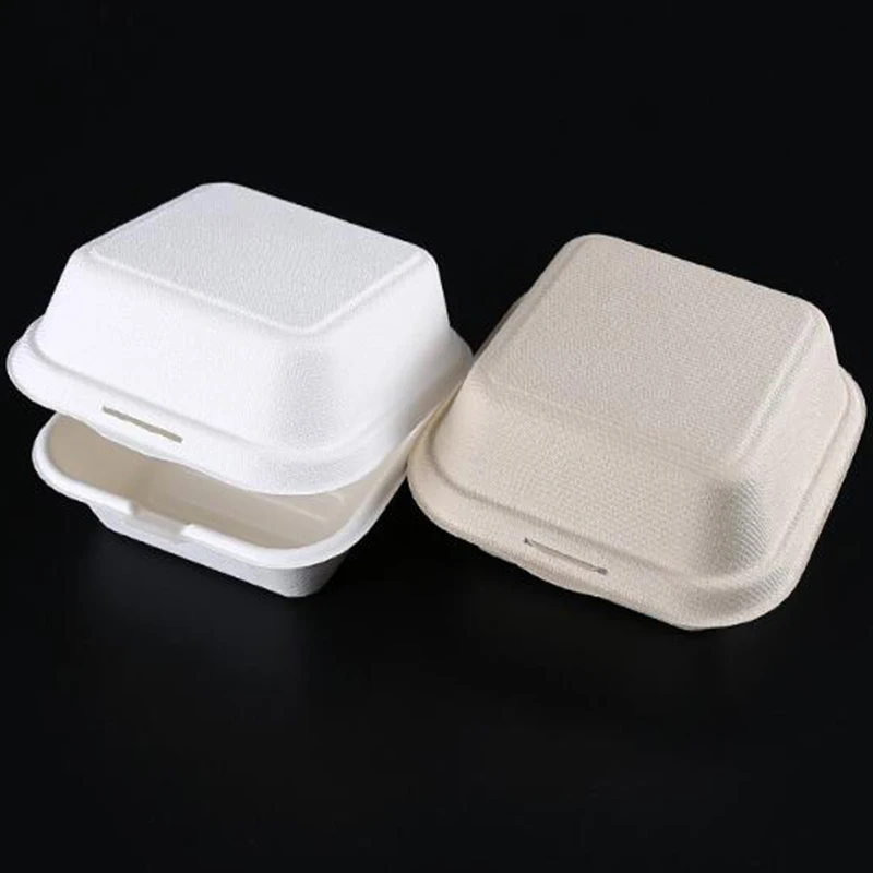 Hot Seller Biodegradable Sugarcane Bagasse Fast Food Burger Packing Box Take Away 6 Inch Sandwich Box Disposable Compostable KS