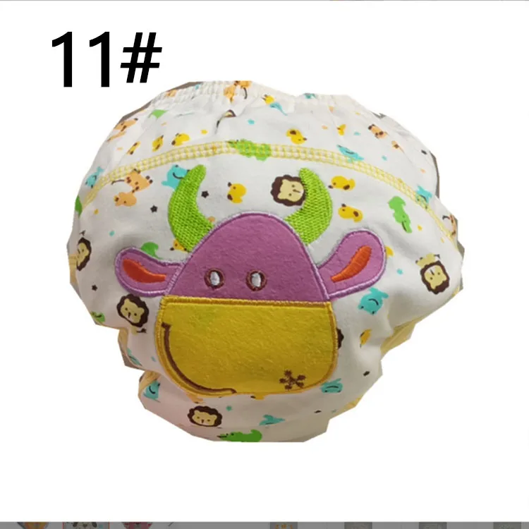 Factory Price Cute animal embroidered elastic baby diaper pants new born baby soft cotton panty diaper