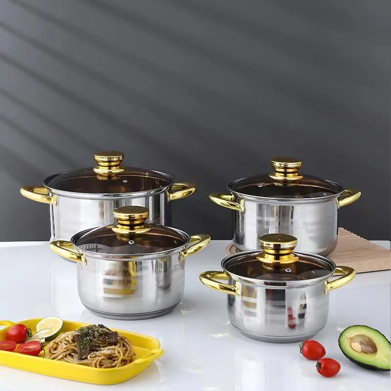 Factory Direct 12pcs S304 Stainless Steel luxury kitchen accessories set cookware American Style Cooking Pot