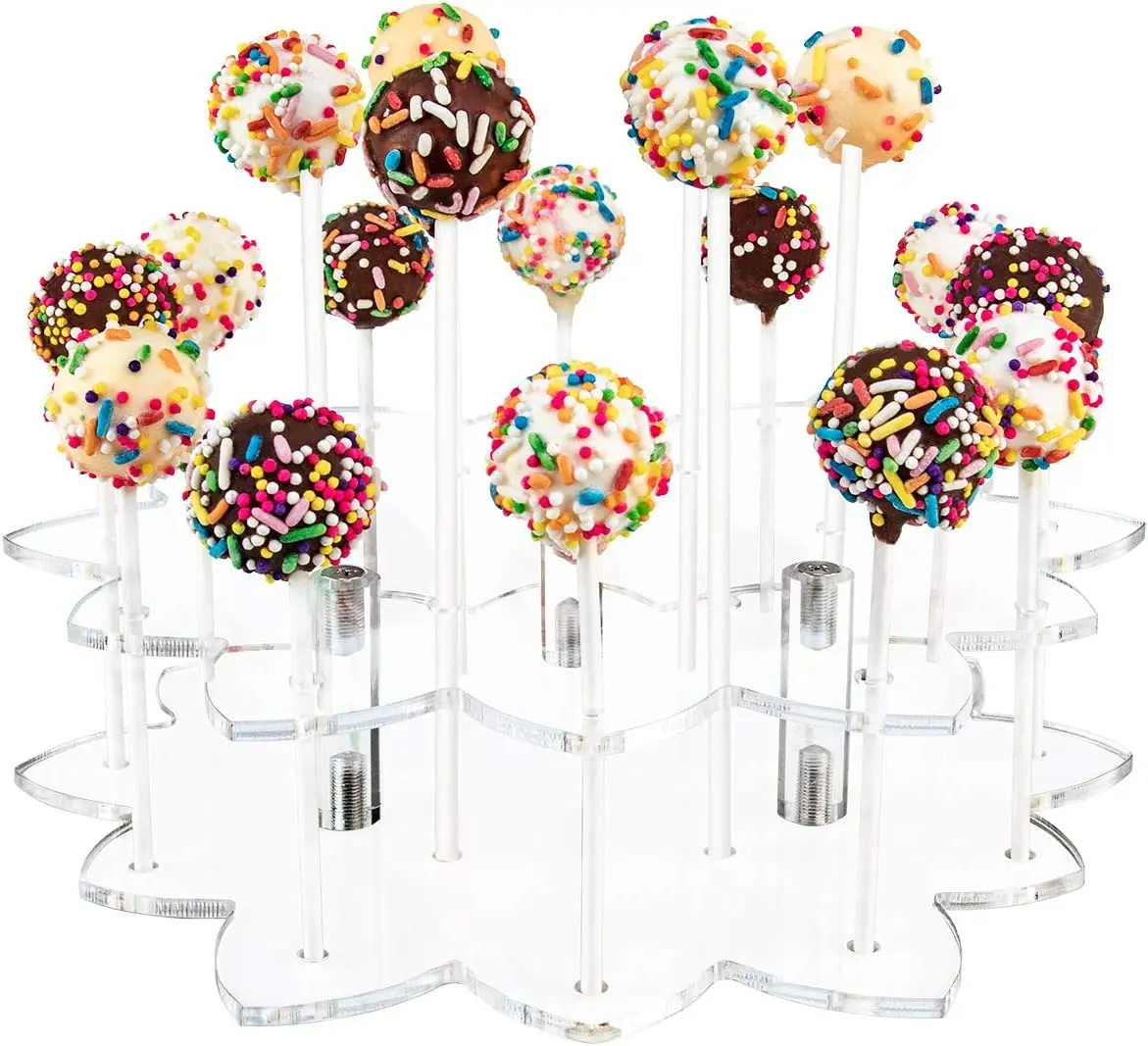 Flower-shaped acrylic lollipop display stand supermarket convenience store candy bar display stand 19-hole transparent bracket