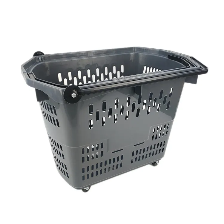 Лидер продаж, тележка для покупок из полипропилена с большой вместимостью 60 л, корзина с 4 колесами и ручкой для супермаркетов и магазинов