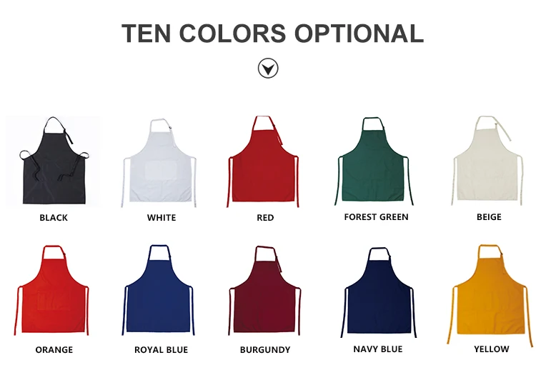 Polyester cotton custom aprons logo kitchen cleaning cooking restaurant apron for chef