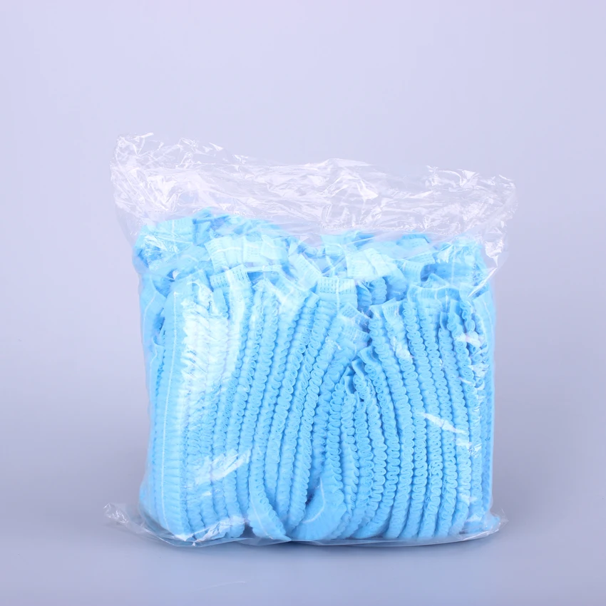 Non-Woven Double Elastic bouffant head cover Disposable Mob Cap Clip Cap For Food Factory Cleanroom Working