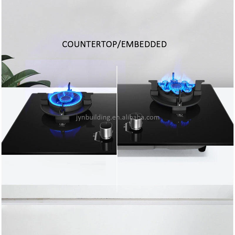Household Nine burners 5.2KW folding NG IPG stove Timing function embedded flip dual cooker kitchen stove