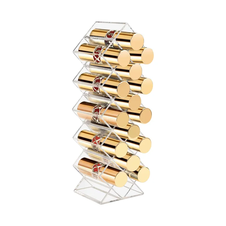 Durable and easy to use transparent acrylic makeup rack for lipstick, cosmetic brushes, jewellery etc