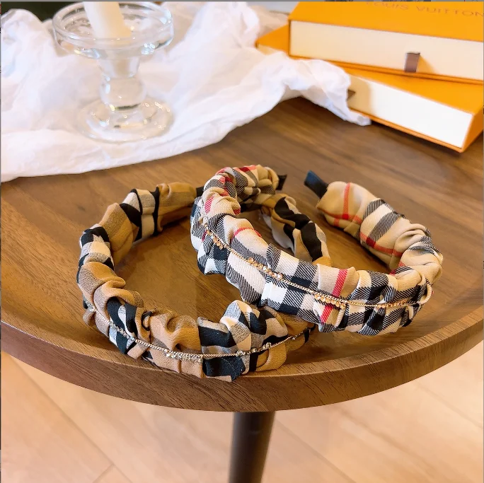 Designer Headband Camel Striped Plaid Rhinestone Bow Headbands Women Fashion Headwear Hair Accessories