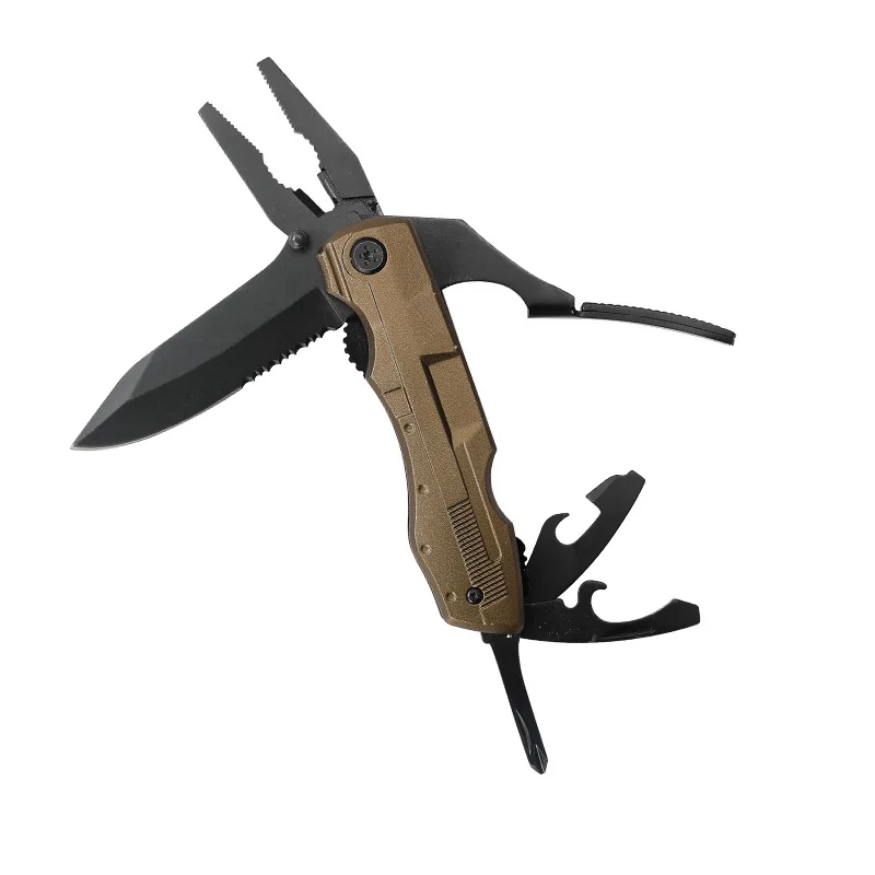 factory direct sale pliers sell like hot cakes titanium gold customizable Multifunctional outdoor camping survival knife pliers