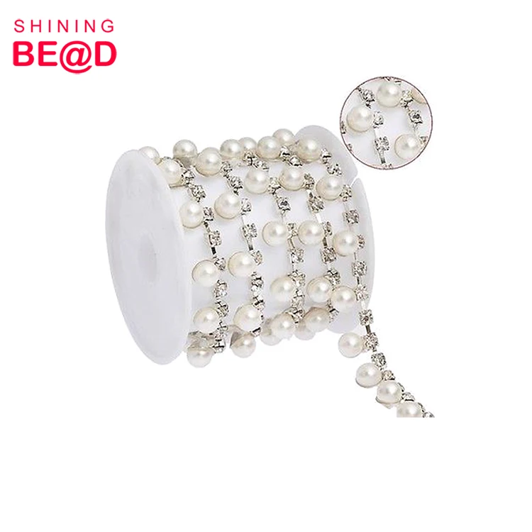 2021 модная Посеребренная цепочка с жемчугом и хрустальными стразами для украшения свадебной Аппликации, цепочка для чашки, цепочка со стразами