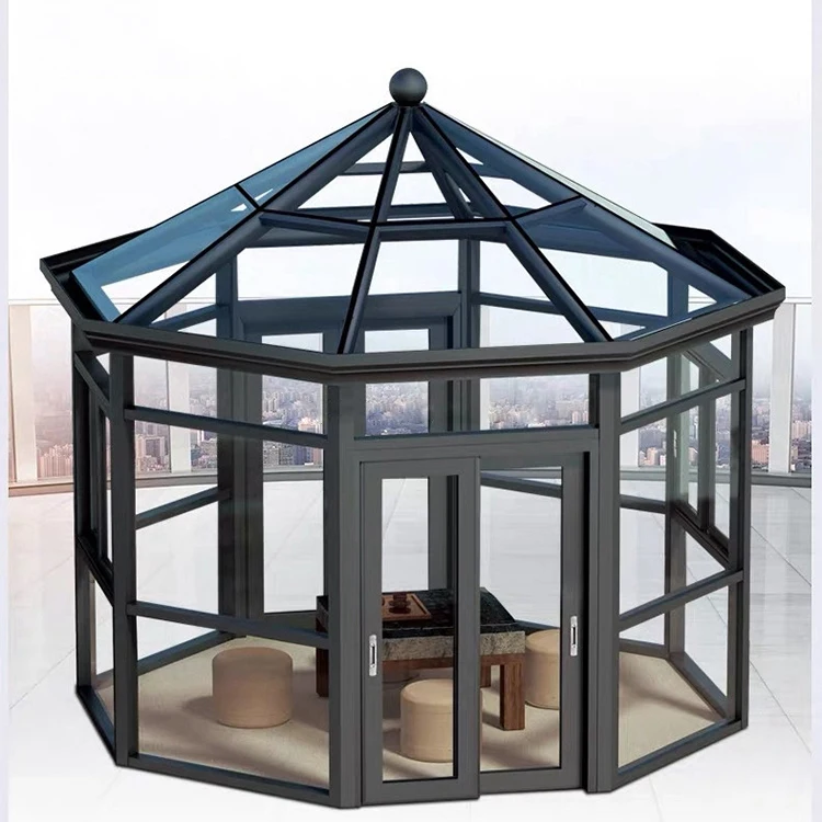 Cheap Aluminum Outdoor Patio Sun Room Modern Flat Glass Tiny Houses Porch Sunroom Enclosure Summerhouses