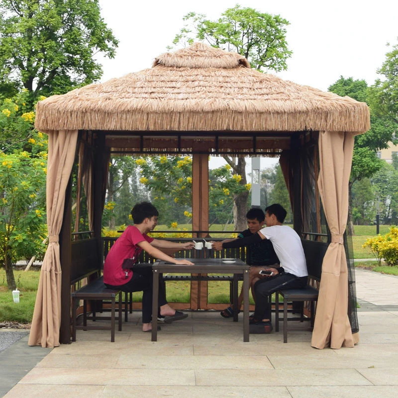 Juecheng home made gazebo design aluminium 3x3m straw outdoor gazebo for garden
