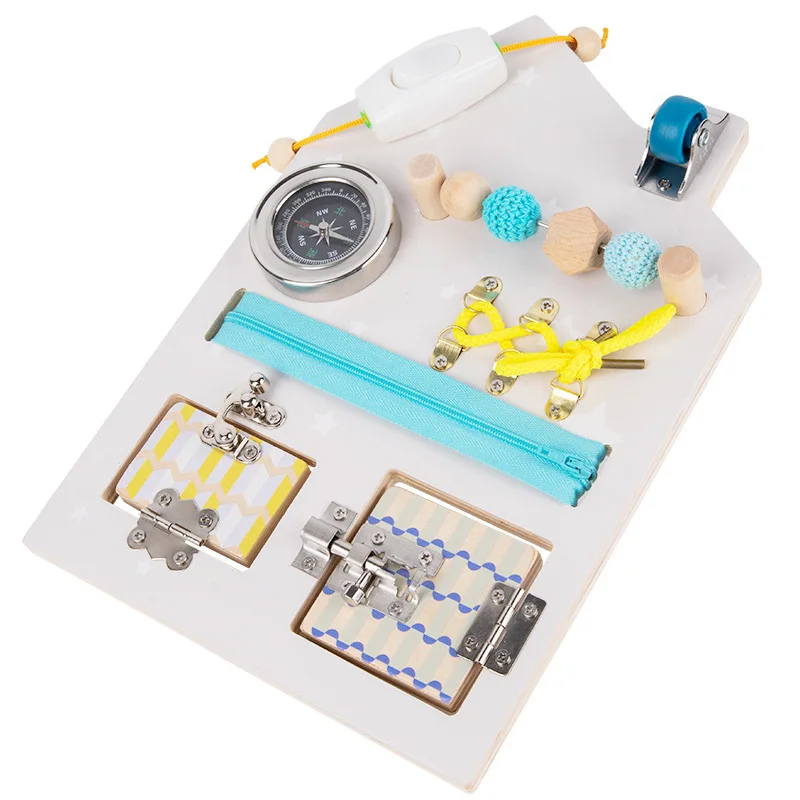 Wooden Sensory Unlock And Lock Activity Board Games Montesori Early Educational KIDS Busy Puzzle Sensory Toys Toddler Busy Board