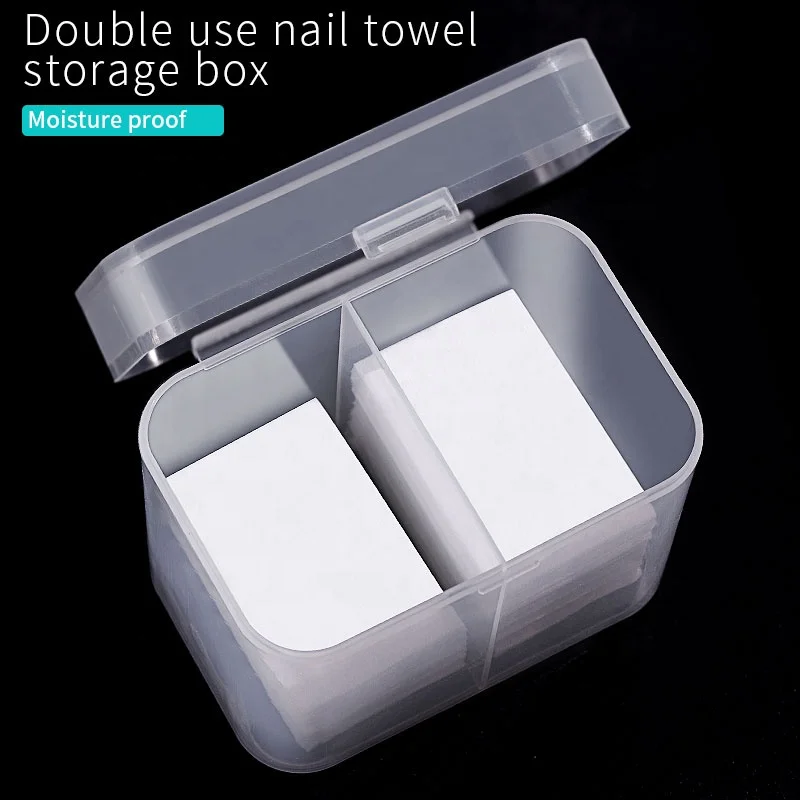 Misscheering Double Use Nail Art Wipes Clean Pads Storage Box Double Grids Cotton Pads Manicure Polish Remover Wipe Pad Box Tool