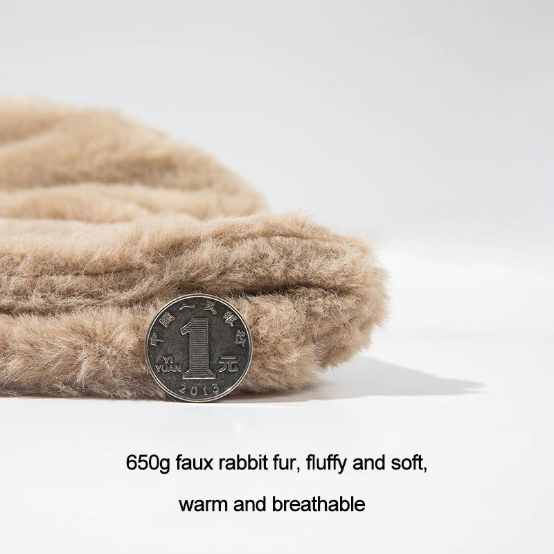 Wholesale Custom Vintage Solid Color Thickened Fuzzy Warm Fisherman Hat Winter Faux Rabbit Wool Fluffy Plush Bucket Hat