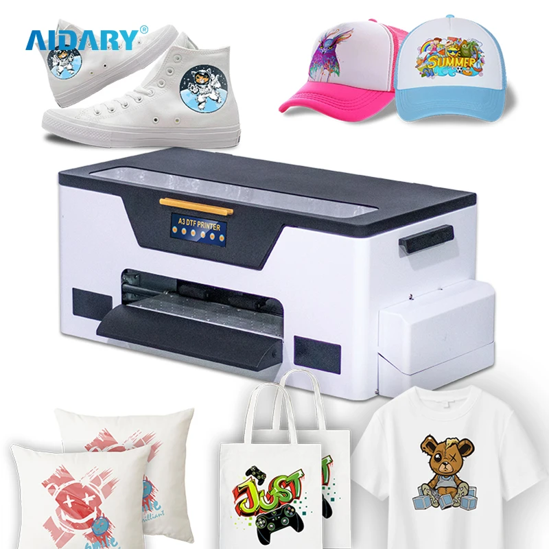 AIDARY Easy Operate Desktop Mini A3 Single Head XP600 DTF Printer for Starter Kits Black Inkjet Printers Fabric Printing 38 1SET