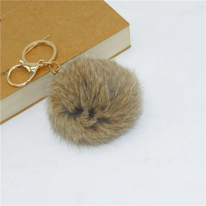 wholesale customized color rabbit fur ball key chain