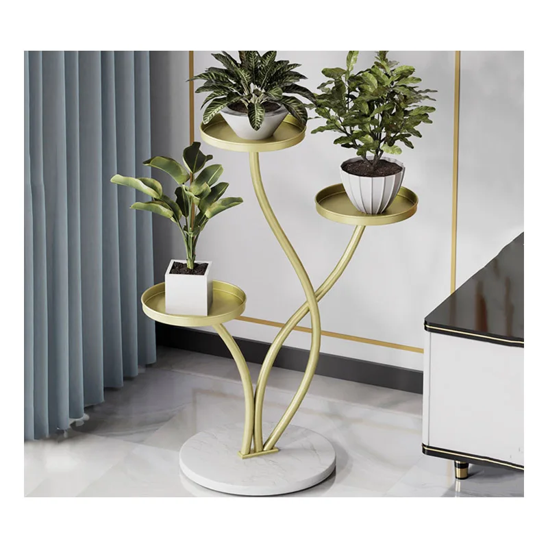 Metal Flower Stand Electroplate Golden Modern Display Indoor and Outdoor Stainless Steel Base Pots Plant Metal Flower Stand