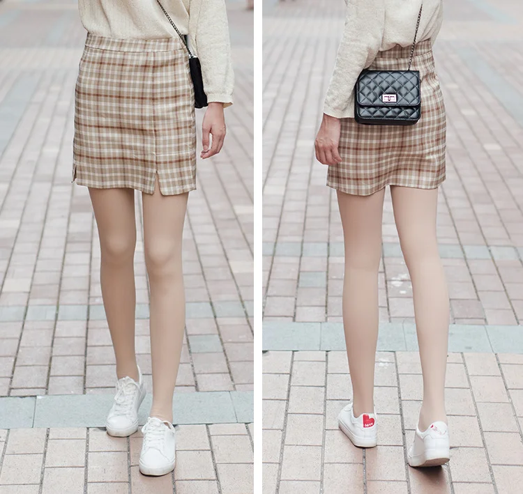 Autumn and winter skin color with velvet and thick meat T file stocking