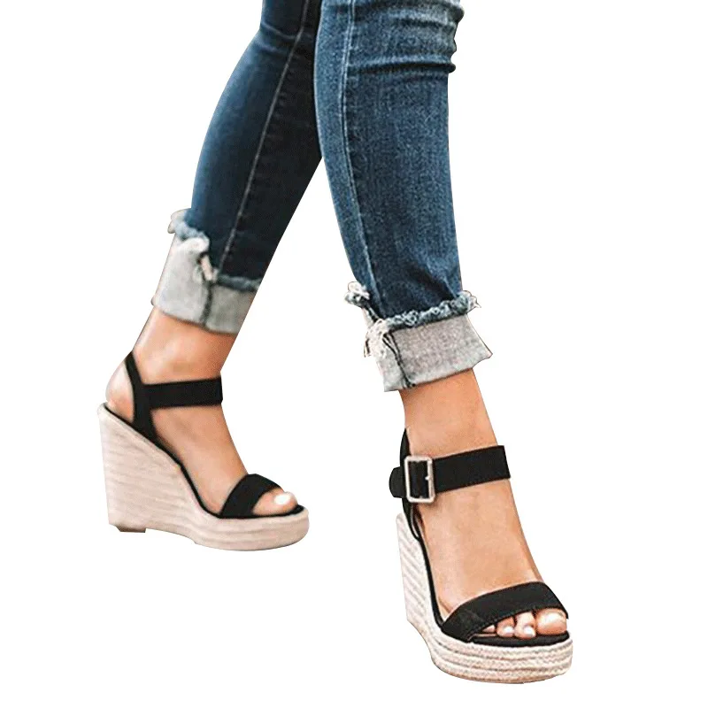 Женские плетеные сандалии в римском стиле, туфли на очень высокой танкетке со змеиным принтом, с пряжкой, 2021