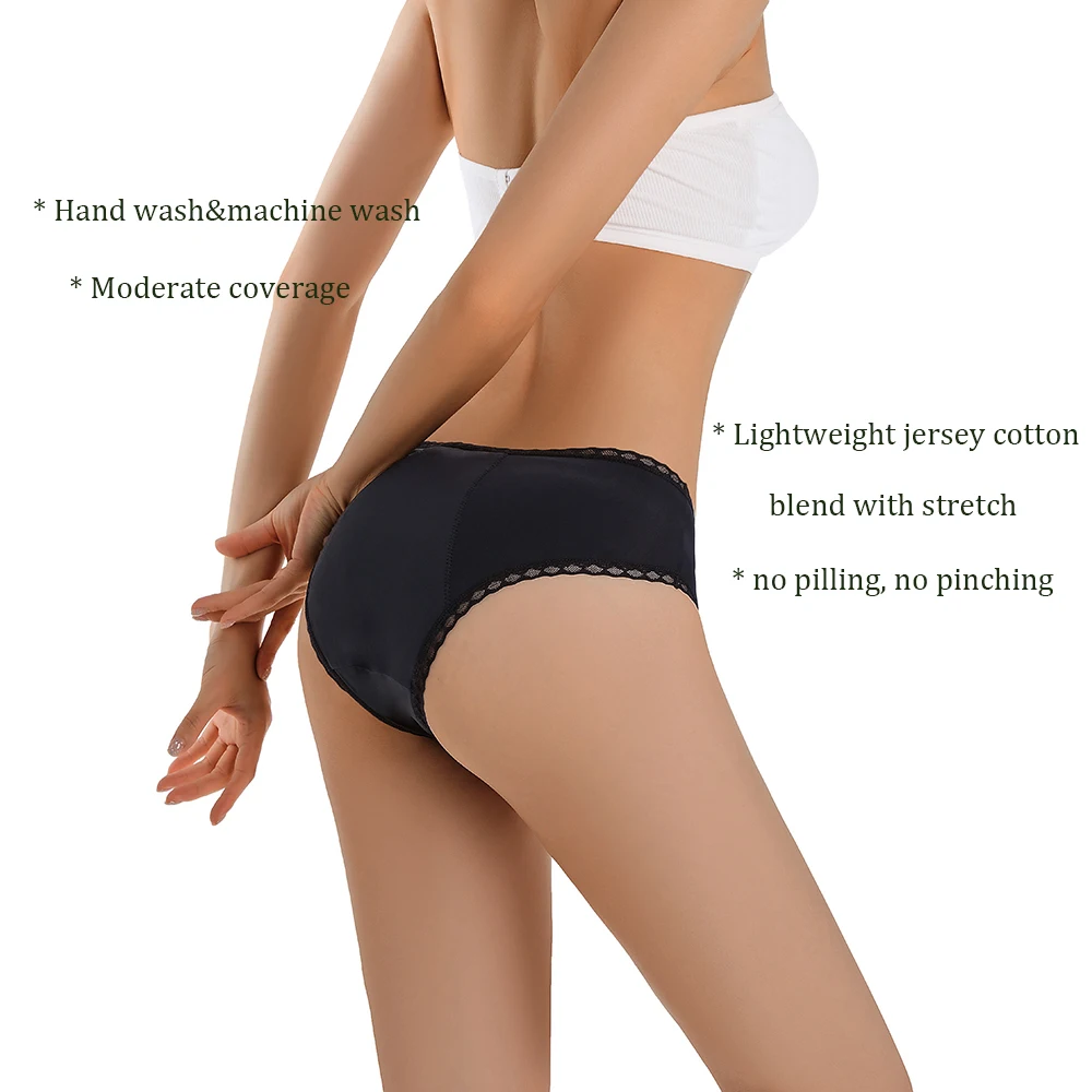 Shanhao OEM Breathable Lace Culottes Menstruelles Organic Cotton Menstrual Panties Bamboo Bragas Menstruales Period Underwear