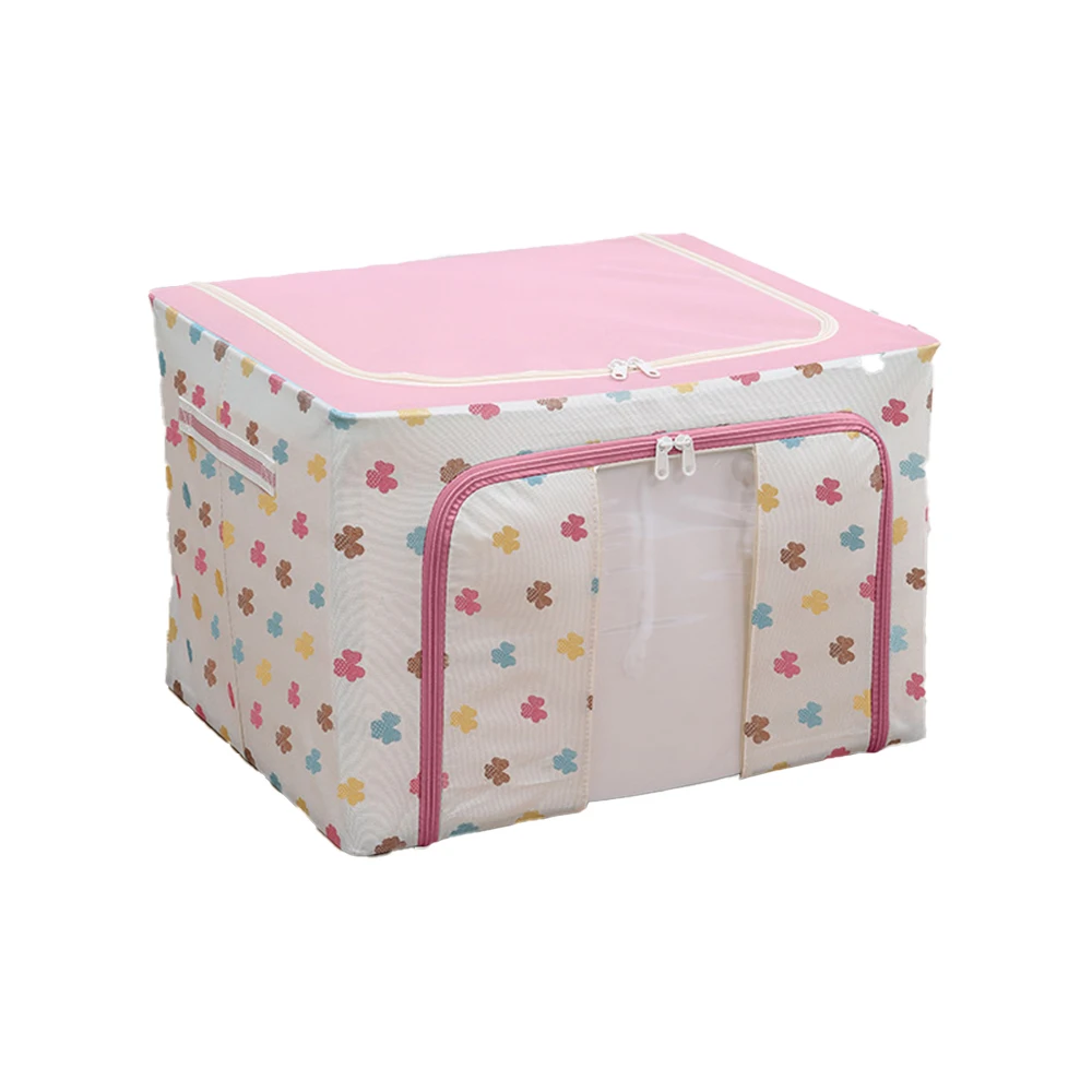 72L Large Oxford Cloth Steel Frame Organizers Bag Waterproof,Clothes Storage Box With Clear Window/