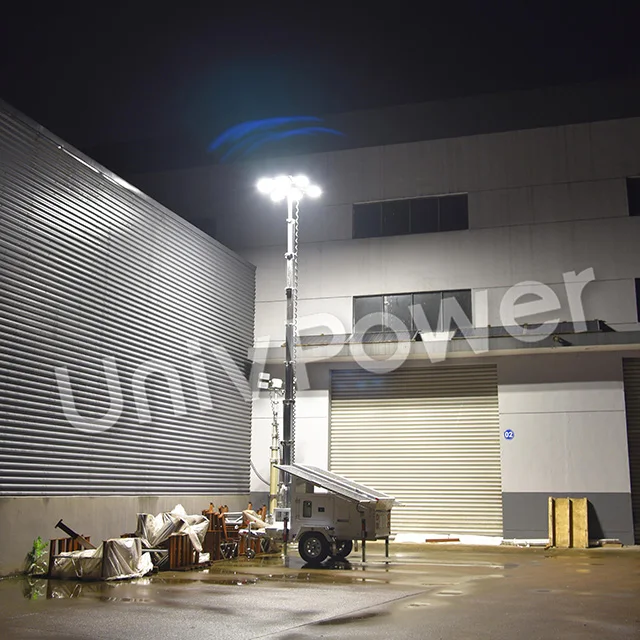 Emergency Rescue 4*100W mobile trailer solar led light tower hydraulic mast in Australia use