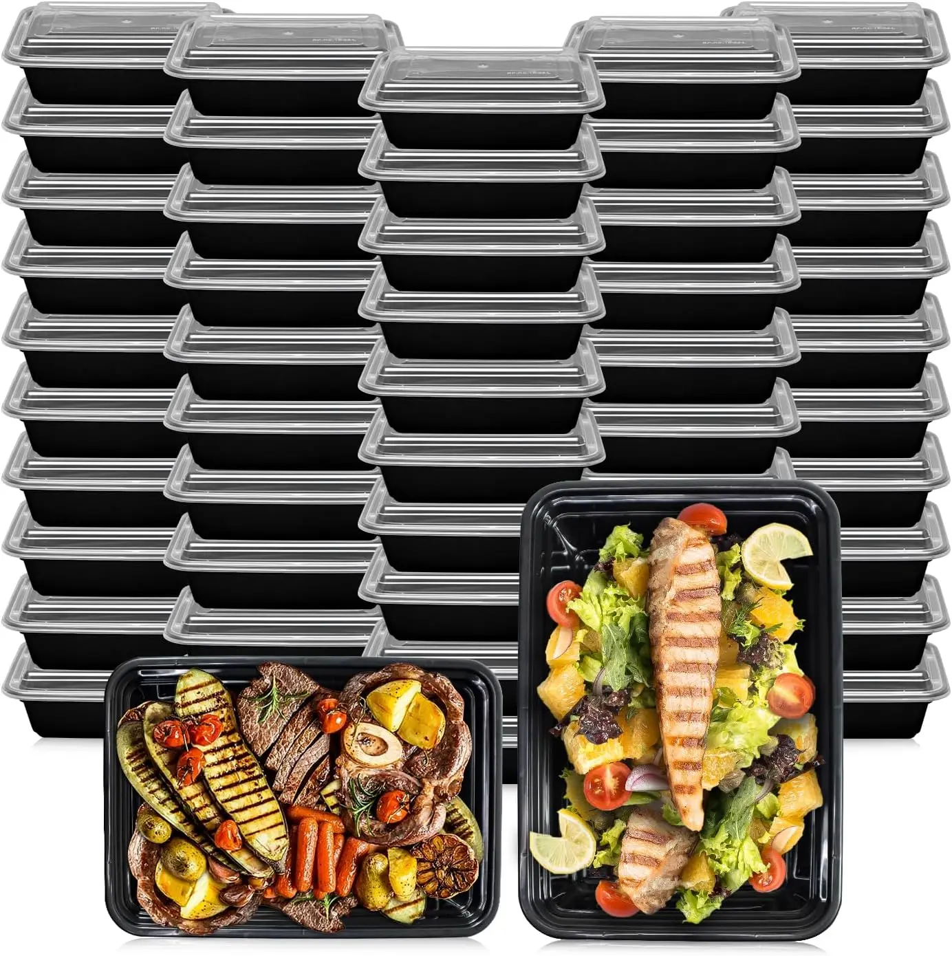 4-compartment 1100ml square plastic food container leakproof microwave safe meal prep with lid clear plastic food containers